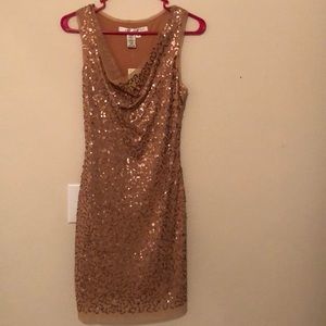 Max Studio cowl neck dusty rose sparkly dress